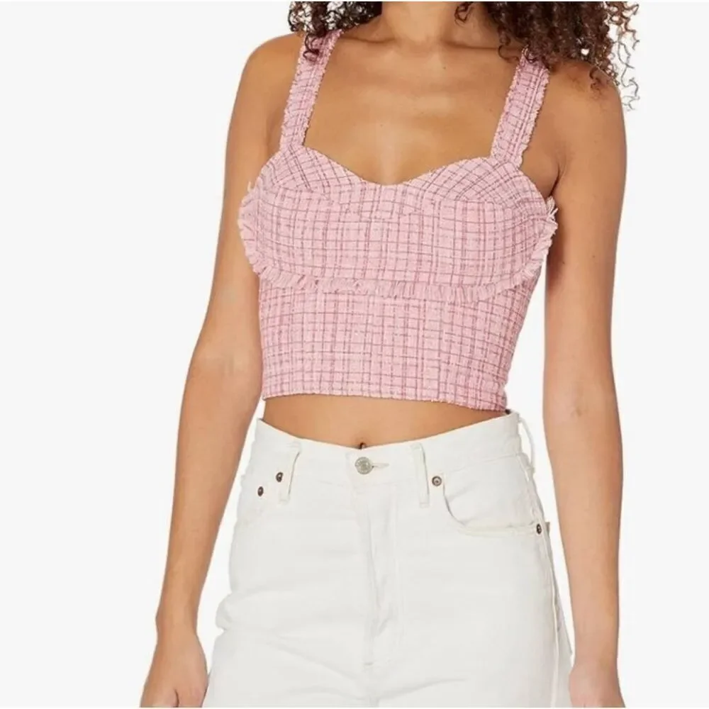 NWT Guess Tweed Cropped Bustier Top: Blush Pink XL Sexy Feminine Flirty Crop Top